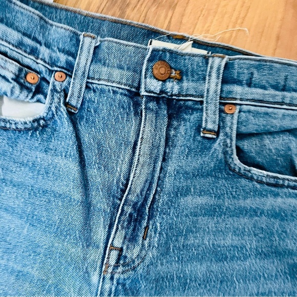 Madewell Blue Straight Leg Jeans with raw Hem - Picture 5 of 7